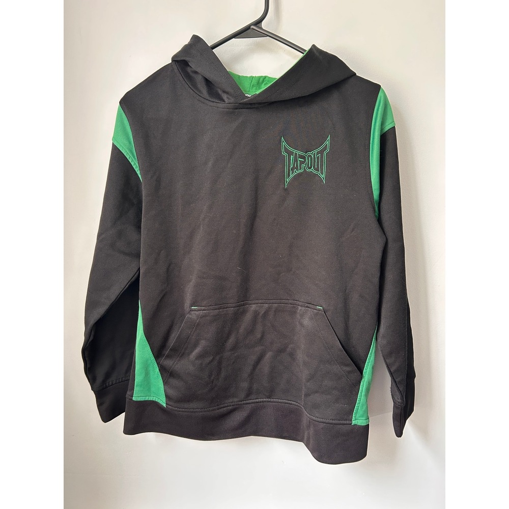 Tapout Boys Hoodie Black Green Embroidered Logo Sweatshirt Size L 14/16